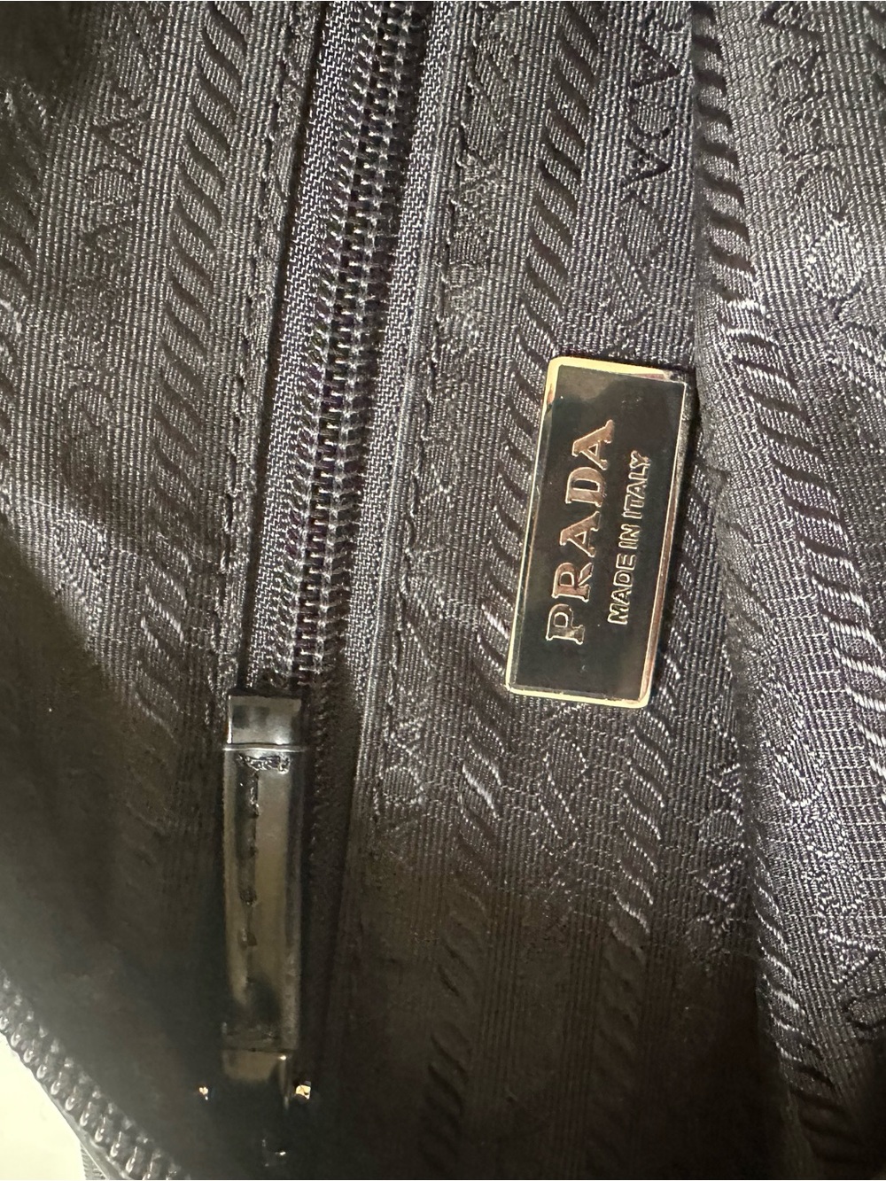 Authentic Prada black Tessuto Nylon Shoulder Bag with Leather Plaque - Picture 12 of 16
